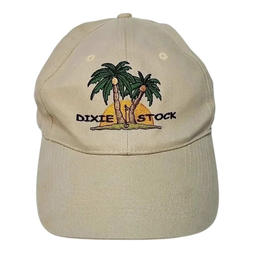 Dixie Stock Embroidered Palm Tree Baseball Cap – Khaki Adjustable Hat